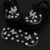 Accesorios para Zapatos Croc Negro y Plateado Camelia Brillante DIY Flor de Zapato de Pedrería de Alta Gama Hebilla de Zapato Joyería de Perlas Accesorios