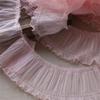 10 CM de Malha Larga Plissada Pequena Onda Borda Lace Lolita Princesa Saia Borda Barbie Tecido DIY Fábrica