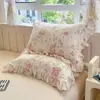 Juego de Falda de Cama Acolchada Estampada 100% Algodón Falda de Cama Engrosada Cubre Cama Funda Nórdica Ropa de Cama Individual Doble Comercio al por Mayor