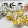 Aleación Estéreo Micro-Pavimentado Circonita Corona Joyería Accesorios DIY Cadena de Teléfono Móvil con Cuentas Llavero Wenwan Accesorios de Maíz