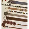 Cinto Marrom Pesado com Tachas Estilo Boêmio Vintage para Mulheres, Corda de Cintura Trançada de Alta Qualidade para Combinar com Vestidos, Decoração Tendência