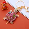 Exquisita Nueva Tortuga con Pedrería Completa Llavero para Coche Colgante para Bolso de Mujer Llavero de Metal Pequeño Regalo Creativo Venta al por Mayor