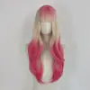 Peluca de cabeza completa con flequillo de aire, cabello largo y rizado, red de rosa transpirable, seda mate, directo de fábrica, en stock, disponible para dropshipping
