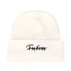 Gorro de Otoño e Invierno para Hombre y Mujer de Lana Tejida sin Pompón Bordado con Letra Gorro de Punto Cálido Moda Coreana Gorro de Moda