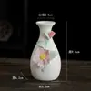Jarrón pequeño hidropónico minimalista de cerámica tallado a mano, adorno decorativo floral mini fresco creativo para sala de estar, adecuado para flores secas