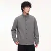 Moletom Cardigan com Zíper e Gola Alta Masculino 2026 Nova Coleção Outono Jaqueta Roupa Exterior Cor Sólida Americano Pesado Casual Algodão
