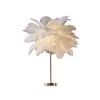 Lámpara de Mesa de Plumas para Sala de Estar, Decoración de Lujo Ligero Estilo Francés, Lámpara de Mesita de Noche para Dormitorio, Lámpara Ambiental Popular de Plumas de Avestruz para Transmisiones en Vivo de Streamers