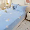 Lençol de Cama de Veludo Leite Ajustado Peça Única Veludo Coral Conjunto de Cobertor de Cama de Inverno Protetor de Colchão Antiderrapante Conjunto de Lençóis Plus Veludo