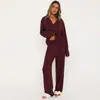 Amazon Transfronteiriço Europa América Feminino Novo Gola Lapela Manga Longa Calça Longa Moda Conjunto de Roupa de Casa Modal
