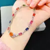 Pulsera de Zafiro de Color Natural Puro, Piedra Preciosa Grado 5A, Tamaño 4*6, 5.5*8mm Plata 925 Finamente Incrustada con Peso Pesado