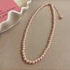 Colar de Pérolas de Vidro Rosa, Gargantilha de Pérolas de Vidro Acinzentado, Várias Correntes para Suéter, Design de Nicho de Luxo Leve