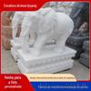 Escultura em pedra de mármore branco Elefante jardim chinês externo Jardim Jardim Pedra de jardim animal fábrica ornamentos de escultura de elefante de mármore