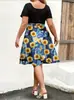 Vestido cruzado de Amazon europeo y americano, moderno, casual, con bloques de color, estampado, sin mangas, entallado a la cintura, en talla grande, disponible en stock