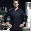 Roupa de Trabalho de Chef Elástica Multi-Ângulo Manga Longa Outono e Inverno Roupas de Cozinha de Hotel Catering Roupa de Trabalho Branca para Homem
