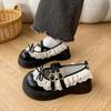 Bow Lace JK All-match Estilo Francês Mary Jane Sapatos de Camada Única Femininos 2025 Primavera Novo Estilo Plataforma Mocassins para Mulheres