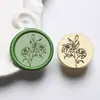 Sello de Cera de 2.2 cm Cabeza de Sello Floral Simple Serie Floral Tallado con Láser Planta Latón Cabeza de Sello Venta al por Mayor desde Fabricante