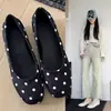 Zapatos de Ballet Planos de Lunares Estilo Francés 2026 Nuevos de Punta Cuadrada Boca Baja Zapatos Elegantes Suaves Zapatos sin Cordones de Suela Blanda
