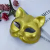 Máscara de Gato de Media Cara Nueva de Halloween Fiesta Baile Animal Cos Máscara Plástico Retro Placa de Luz Vieja