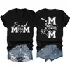 Camiseta feminina com V, símbolo musical divertido de mãe de banda, estoque pronto, cruzada da Amazon, europeia e americana, Ebay, solta, manga curta