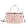 Bolso pequeño cuadrado de cadena con incrustaciones de diamantes de estilo coreano de lujo ligero para mujer, bolso de mano casual versátil, bolso de hombro y bandolera elegante para el trabajo