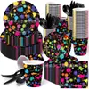 Mm343 Pintura Salpicada Vajilla Fiesta Set de Cuatro Piezas para 8 Personas Papel Decorativo de Arte Graffiti Set de Vasos de Papel Servilletas