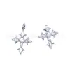 Aretes de titanio F136 con cruz de espinas y circonita, joyería para piercing, cabeza de repuesto de stud para hueso de la oreja estilo punk de moda