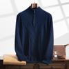 Suéter de cachemira de montaña de color sólido grueso de otoño e invierno para hombre, suéter de cachemira de punto de cuello medio alto con cremallera, camisa de capa base, suéter de manga larga