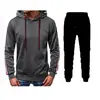Moletom com Capuz Casual Masculino Novo Moda Splicing de Linha Moda Conjunto