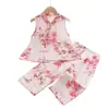 Traje de Algodón y Seda para Niñas Hanfu Qingdao Algodón Artificial Disfraz Tradicional Chino para Niños Bebé Niña Verano Dos Piezas Traje Tang