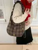Bolsa Cruzada de Lana Casual a Cuadros de Color Contrastante de Gama Alta Nicho Coreano para Mujer Nueva Moda Retro Bolso de Hombro