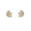 Aretes para Mujer Transfronterizos Estrella y Luna Rotación Viajero Viento Frío Aretes de Zircón Elegantes Diseño de Nicho Sentido Viento Ins