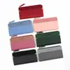 Carteira Feminina Longa Couro Cor Sólida Moda Carteira Porta-Moedas Clutch Porta-Cartões Bolsa de Armazenamento