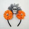 Nueva diadema de Halloween de flores artificiales europeas y americanas, diadema de calavera de terror, fabricantes mayoristas de tocados para fiesta de Halloween