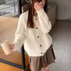 Cardigan de Tricô Preguiçoso Novo Estilo Coreano de Tamanho Grande para Outono e Inverno, Rejuvenescedor, Macio, Solto, Suéter Grosso de Manga Longa para Mulheres