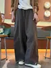 Pantalones de pierna ancha curvada de corte holgado para mujer, primavera y otoño, pantalones cargo segmentados tridimensionales de pierna ancha, cintura alta, cubre la piel, estiliza la figura, pantalones largos casuales de longitud hasta el suelo