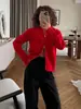 Cardigan de Tricô com Gola Alta e Zíper Duplo, Moda Simples Elegante Casual Outono 2026 Europeu e Americano