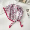Pañuelo pequeño cuadrado de algodón y lino con borlas de 58 cm Protector de cuello Bufanda suave Pañuelo decorativo para la cabeza Pañuelo floral Retro Pequeño Fresco