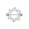 Anillos de pezón exquisitos superventas transfronterizos Acero inoxidable Forma de flor Anillos de pezón falsos Pinzas para pezones con pantalla de pavo real Joyería para piercing Tachones para pezones sin perforación