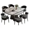 Conjunto de mesa de jantar extensível e dobrável em mármore natural minimalista italiano para espaços pequenos com um toque de luxo para uso doméstico