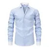 Camisa casual de manga comprida estilo americano, camisa masculina de manga comprida listrada vintage, camisa casual versátil sem ferro e resistente a rugas para homens