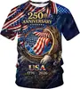 Directamente del fabricante: Camiseta del 250º Aniversario del Día de la Independencia con Estampado Digital 3D, Cuello Redondo, Mangas Cortas, en Stock para Venta al por Mayor