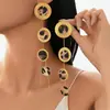 Joyería Europea y Americana Amazon Pendientes de Moda Exagerados Personalizados Pendientes Largos Colgantes de Disco Redondo con Borla Personalizados