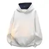 Moletom com capuz de cor sólida e corte solto para homens e mulheres, estilo primavera e outono, jaqueta esportiva casual color block, blusa de manga comprida