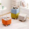 Taburete Cuadrado Grueso de Tela Elástica para Entrada, Sala de Estar, Dormitorio, Taburete para Cambiar Zapatos, Adecuado para Adultos y Niños, Hecho de Madera Maciza