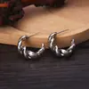 Pendientes de Plata S925 con Diseño Nicho Estilo Coreano de Croissant, Pendientes de Moda para Hombres y Mujeres, Pendientes Brillantes Estilo Francés con Giro Espiral
