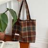Bolso de Hombro Retro Melard Nuevo para Mujer Otoño e Invierno Cuadros de Lana Versátil Marrón Gran Capacidad Tote de Doble Hombro