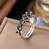 Anillo de Zirconia Micropavimentada Nuevo Transfronterizo Celebridad de Internet para Mujer, Anillo de Dedo Índice de Lujo Ligero de Moda de Gama Alta para Mujer con Apertura Ajustable