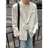 Chaqueta Blazer para Hombre Otoño 2025 Negro Fresco Tendencia Estilo Coreano Casual Holgado Traje F179