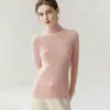 100% de doble hilo, engrosado, otoño/invierno, cuello medio alto, ajuste ceñido para mujer, manga larga, ajustado al cuerpo, suéter de punto
