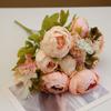 Flor Artificial de Peonía Hilada con Núcleo de 13 Cabezas Estilo Europeo Transfronterizo Flor Artificial de Boda Decoración de Mesa para Sala de Estar Hogar Ramo Artificial